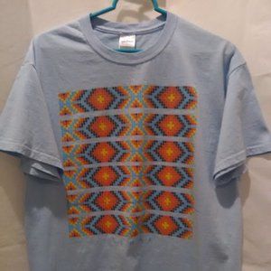 Gildan Men Short Sleeve T-shirt Color Blue Size L With Multicolor Design…